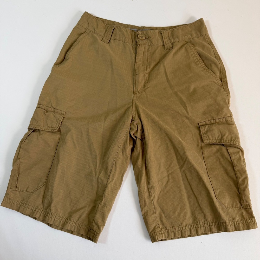 No Fear Cargo Shorts 28 Khaki‎ Tan Y2K Skate Utility Ripstop Tactical Streetwear